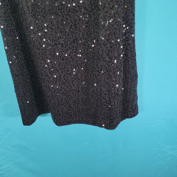 DKNY Womens Sequined Black Tank Top L 100% Cotton Shimmering Sleeveless Blouse - Picture 3 of 7
